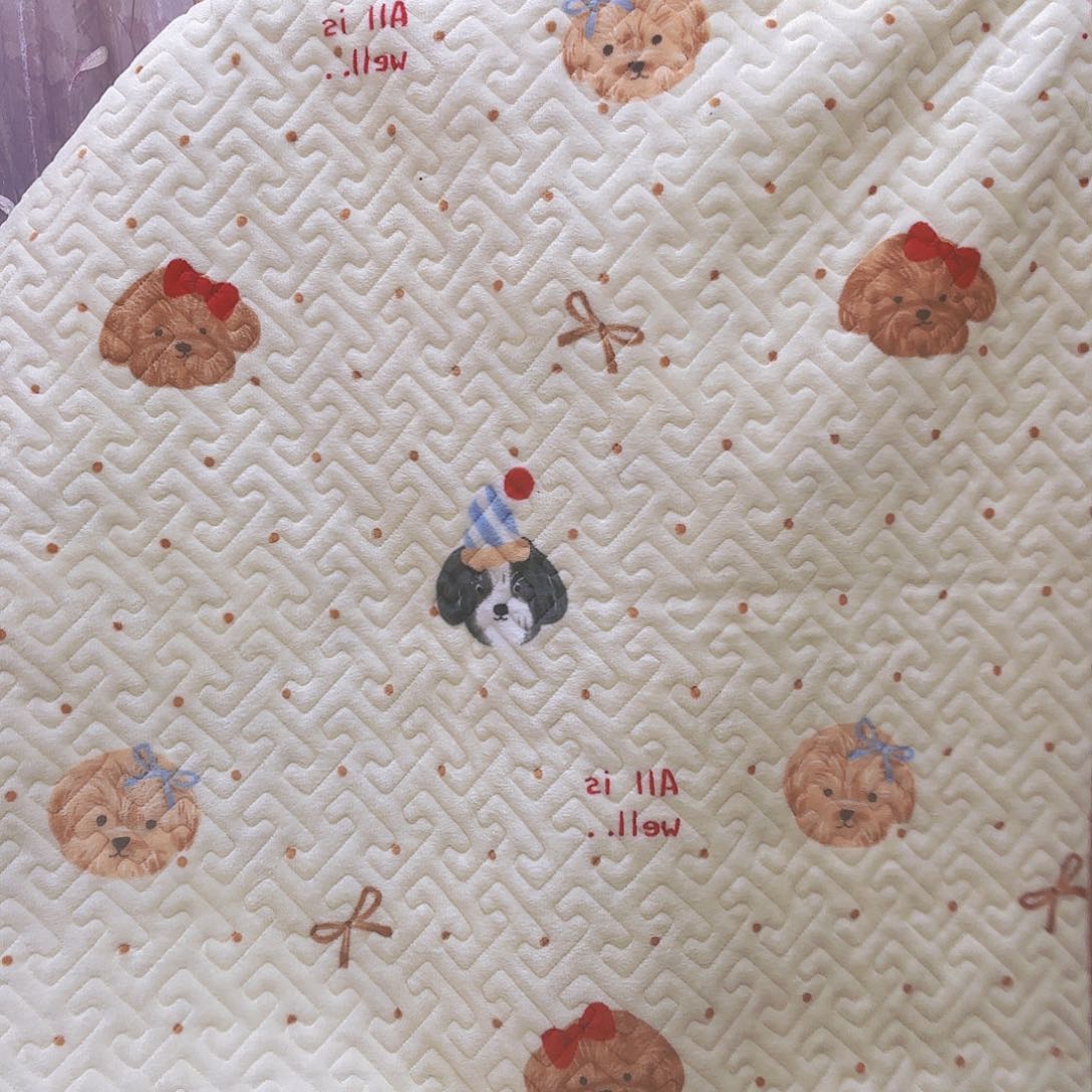 水洗布牛奶绒黄色小狗床盖2/2.25