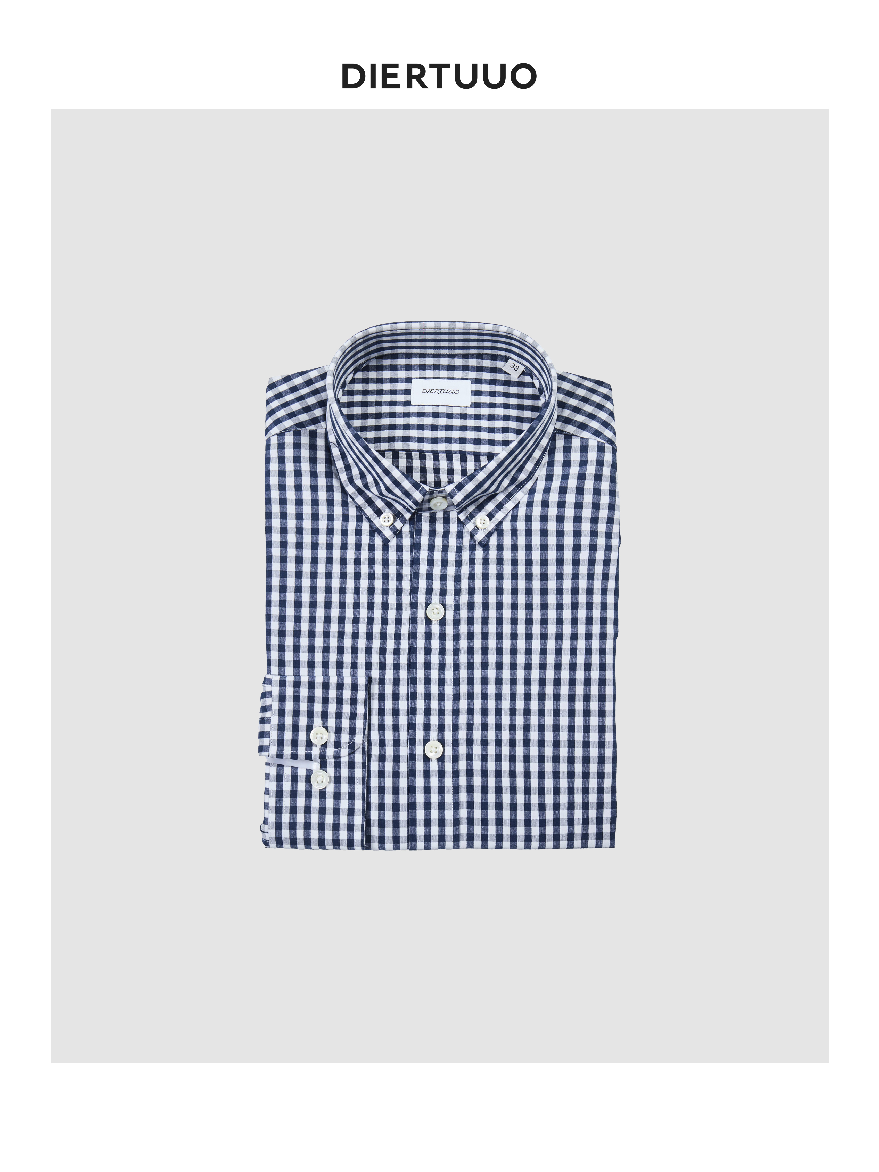 DIERTUUO迪途-男士秋季经典时尚百搭休闲设计师格纹衬衫25158