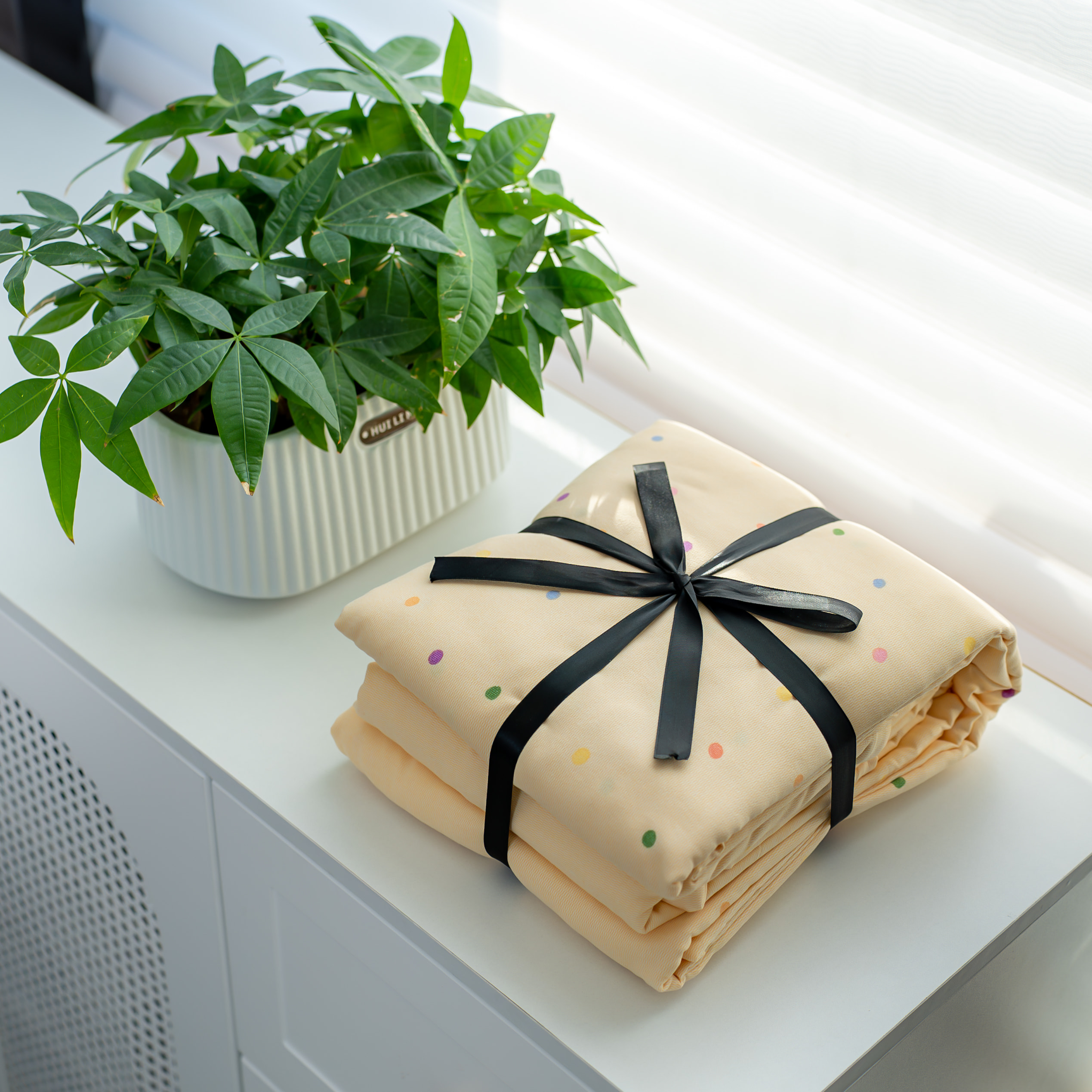 【京かわ会社】双层纱磨毛四件套 彩色波点