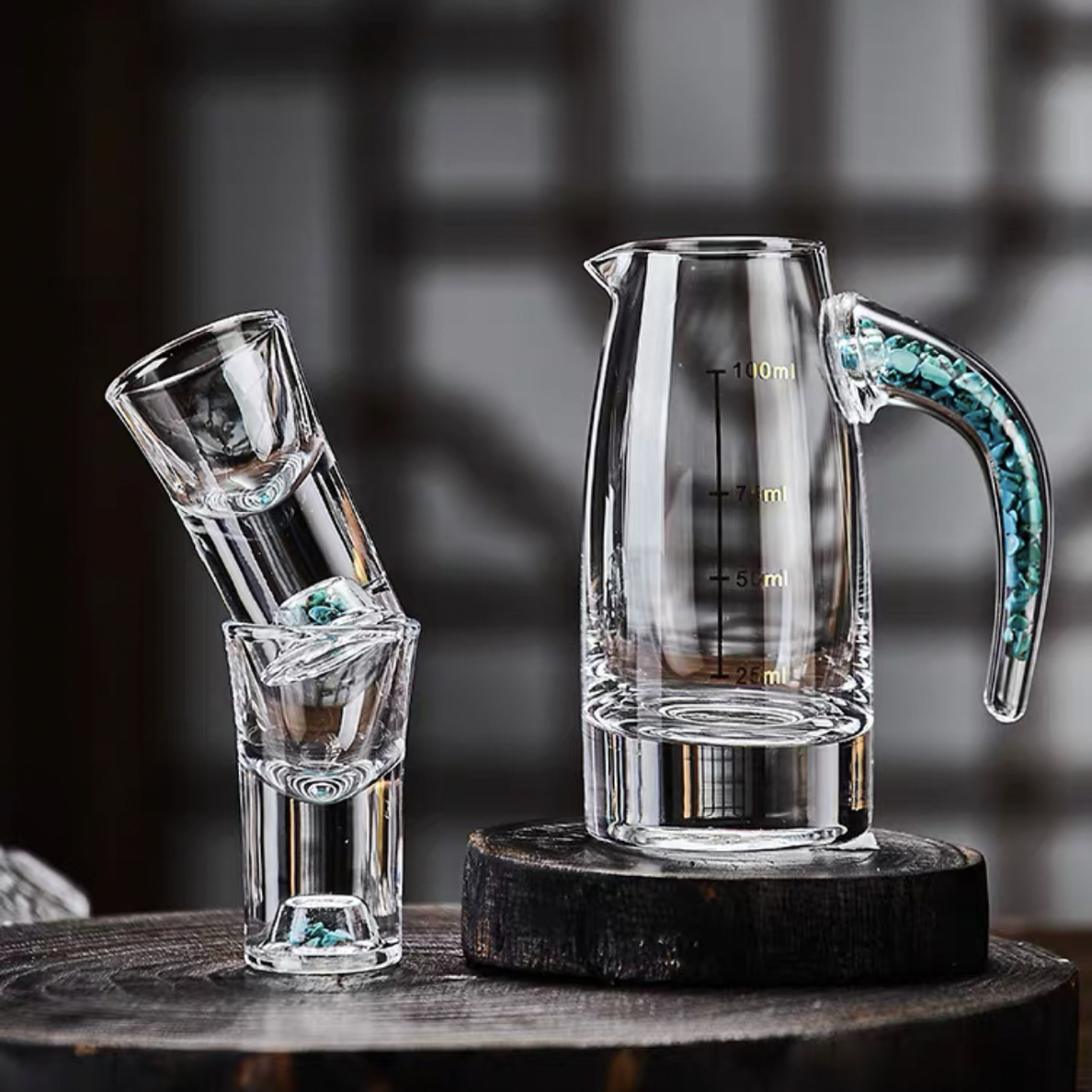 289绿色玻璃分酒器杯子