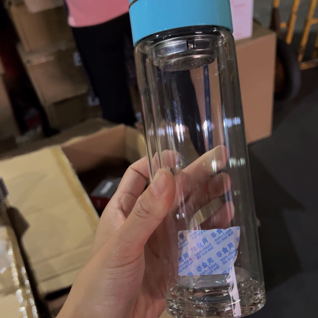 宇剀玻璃杯蓝色350玻璃杯微瑕玻璃杯350