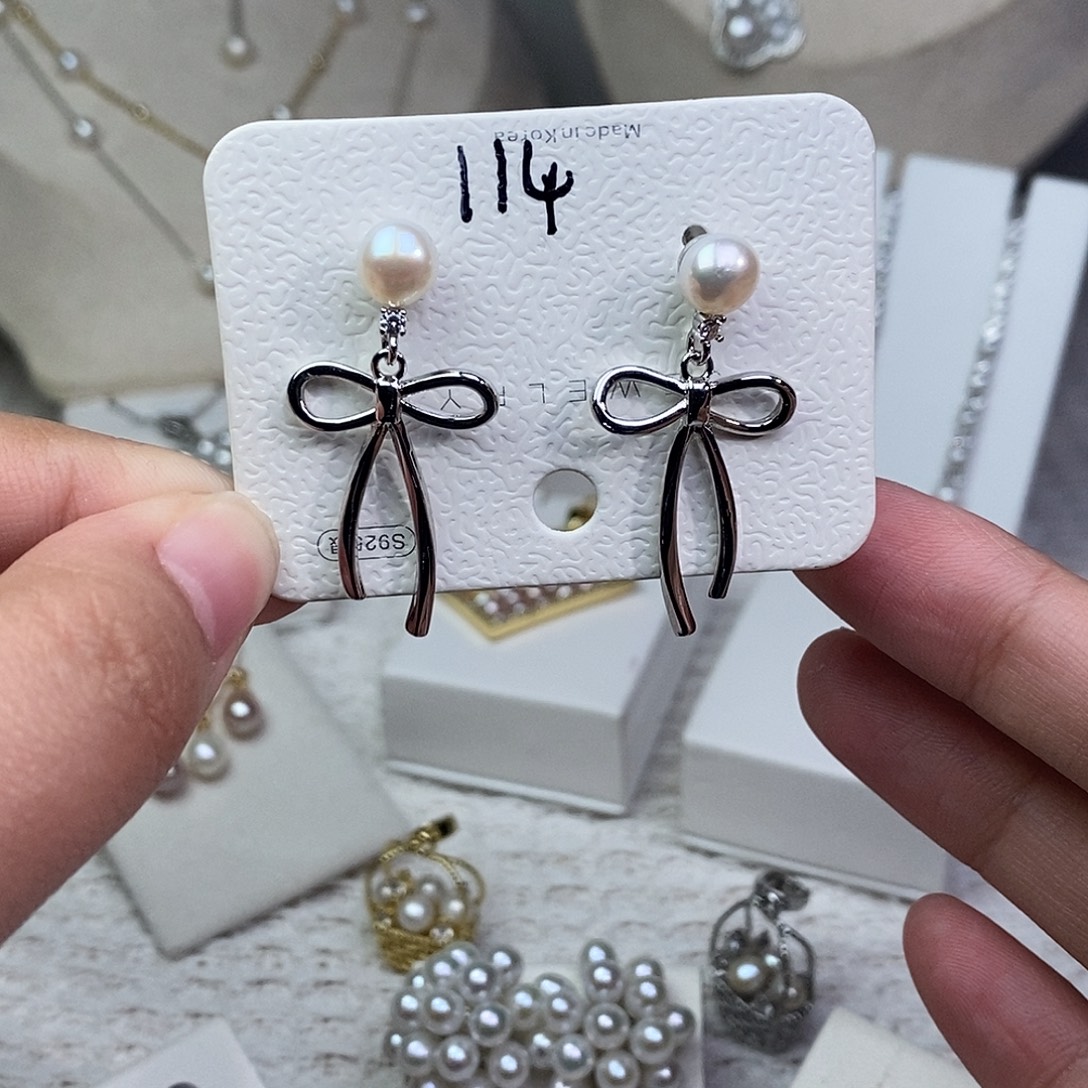 耳饰淡水珍珠银S925镶嵌