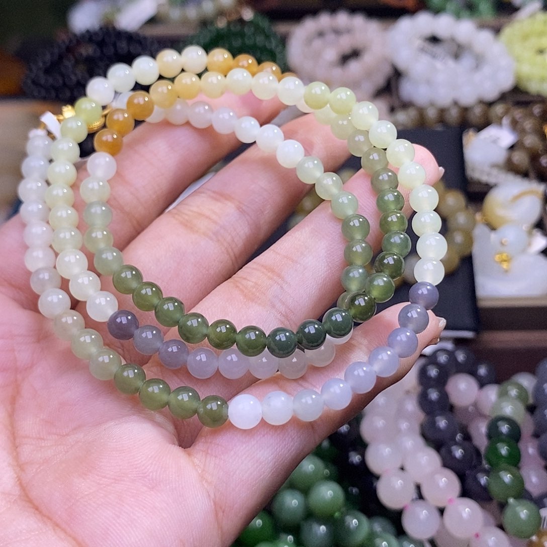 和田玉未镶嵌颈饰多宝项链5mm