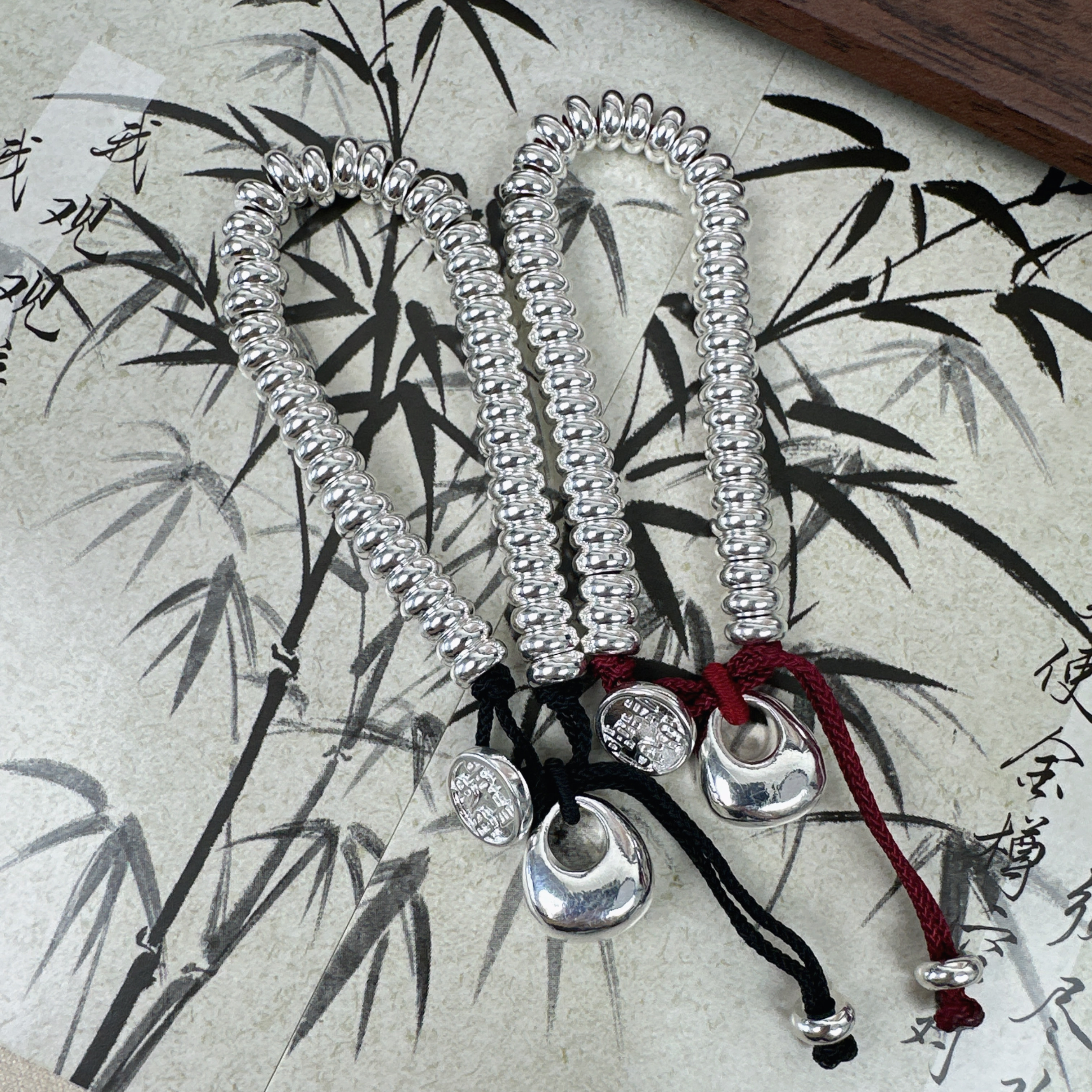 足银手链 红黑盘缠钱串子腰缠万贯招米米百搭手链