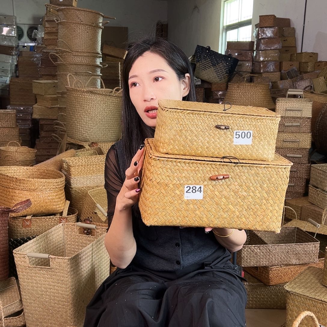 草编草编包/草编收纳盒带瑕疵