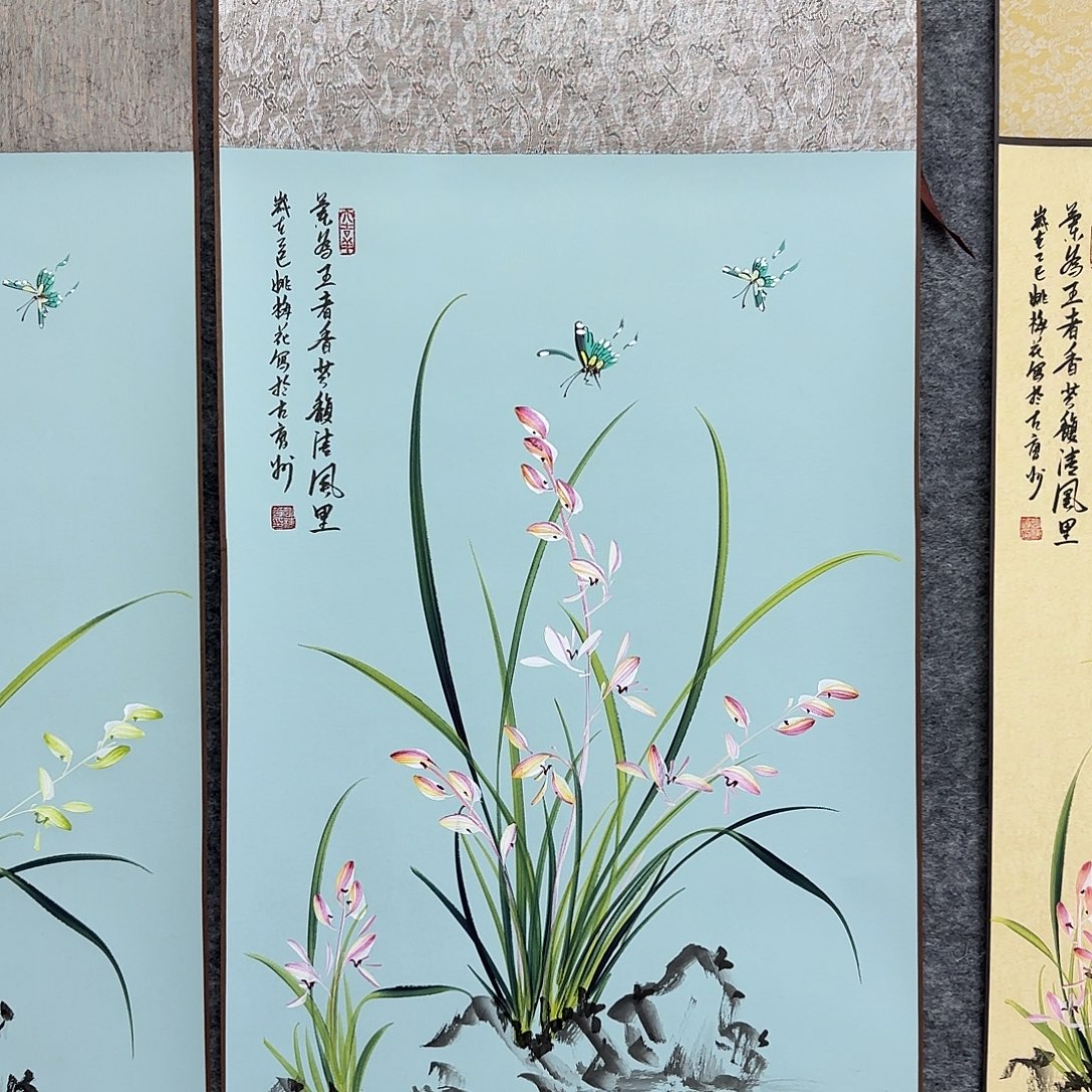 国画国画立体兰花