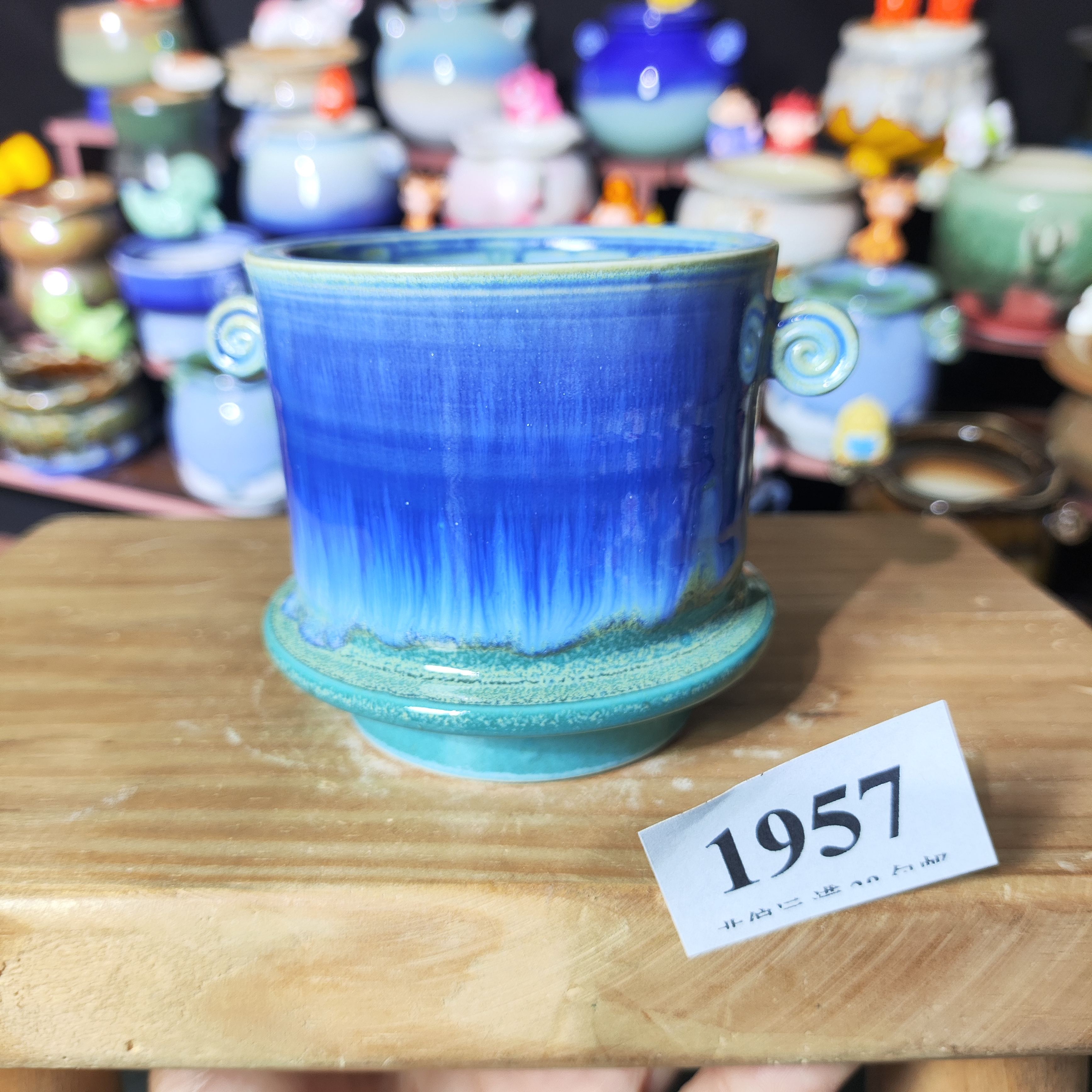 口6高7，1957手工创意多肉花盆摆件迷你多景德镇纯手工制做