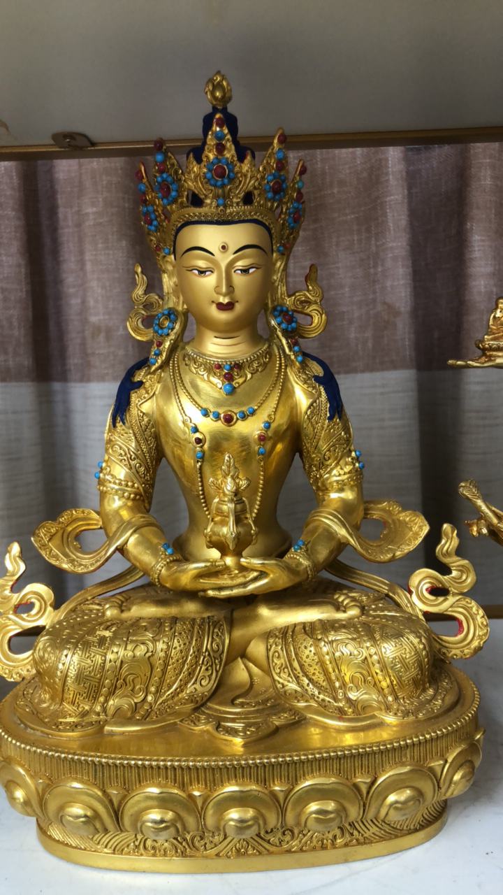 长寿佛30公分黄铜材质