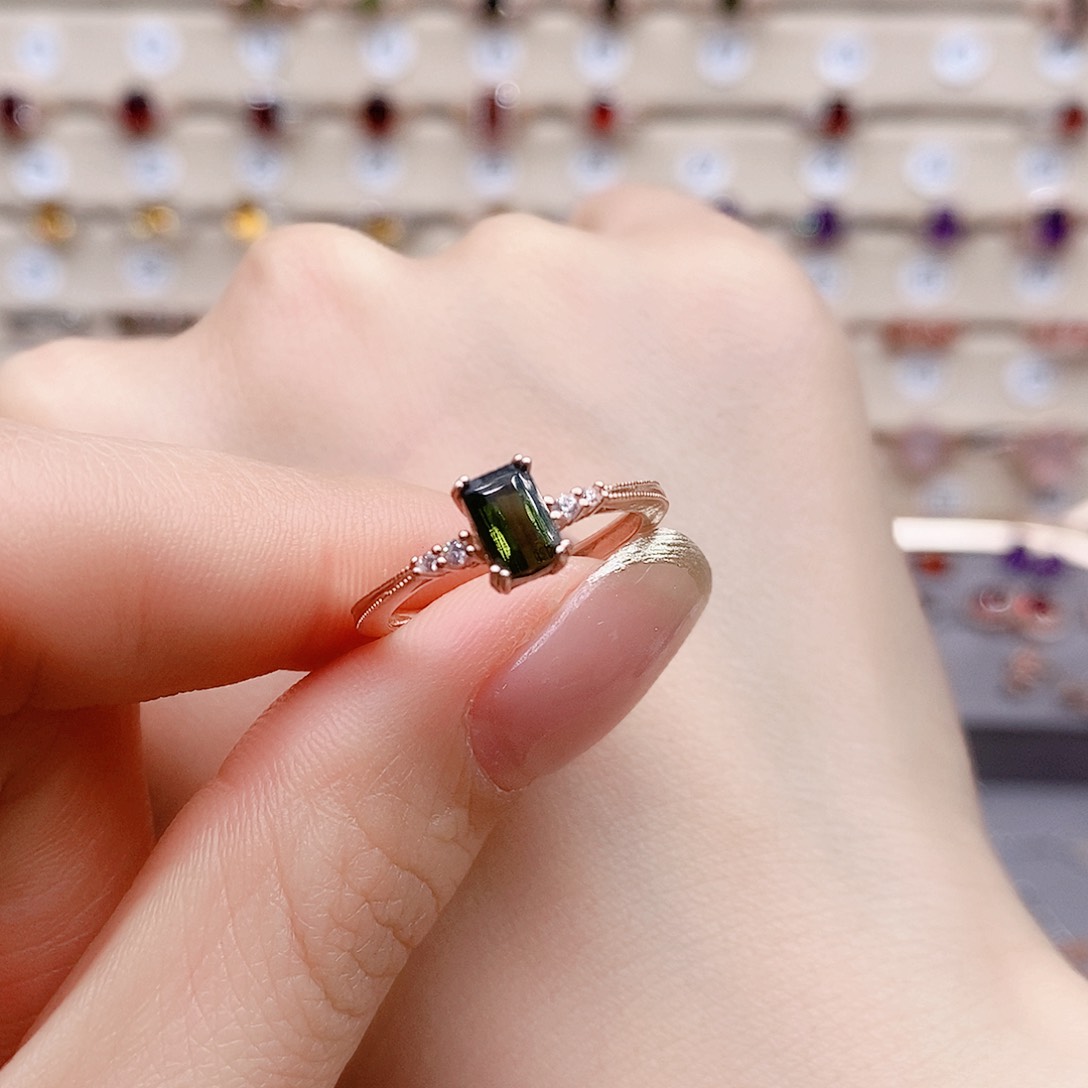 碧玺戒指银S925镶嵌戒指