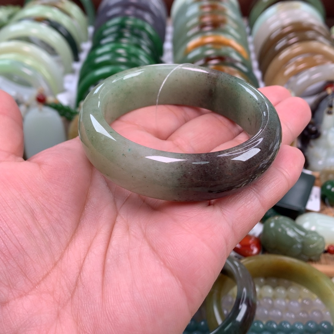 东陵石未镶嵌手镯54_55口径