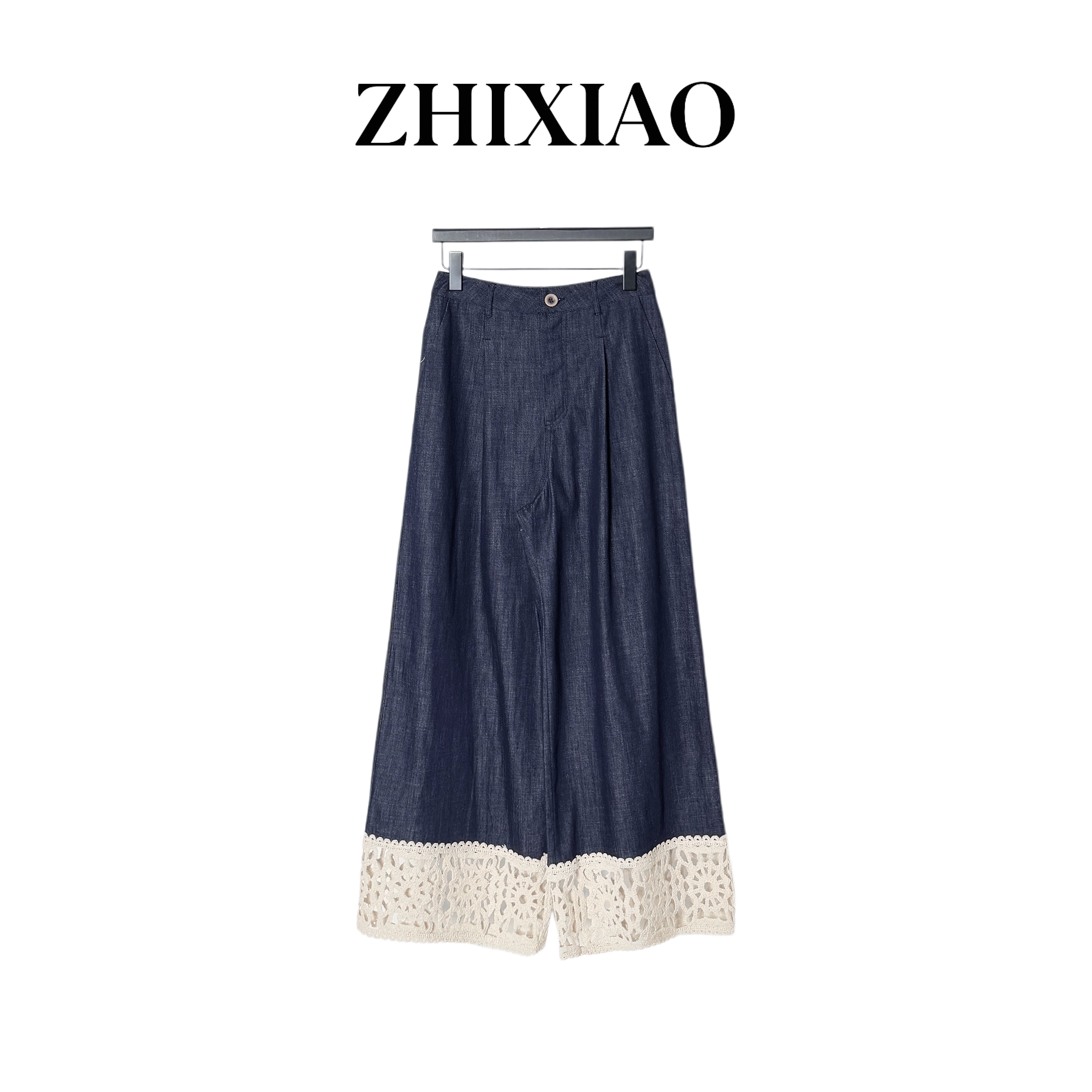 【ZHIXIAO】夏季新款：脚口拼接牛仔裤585325