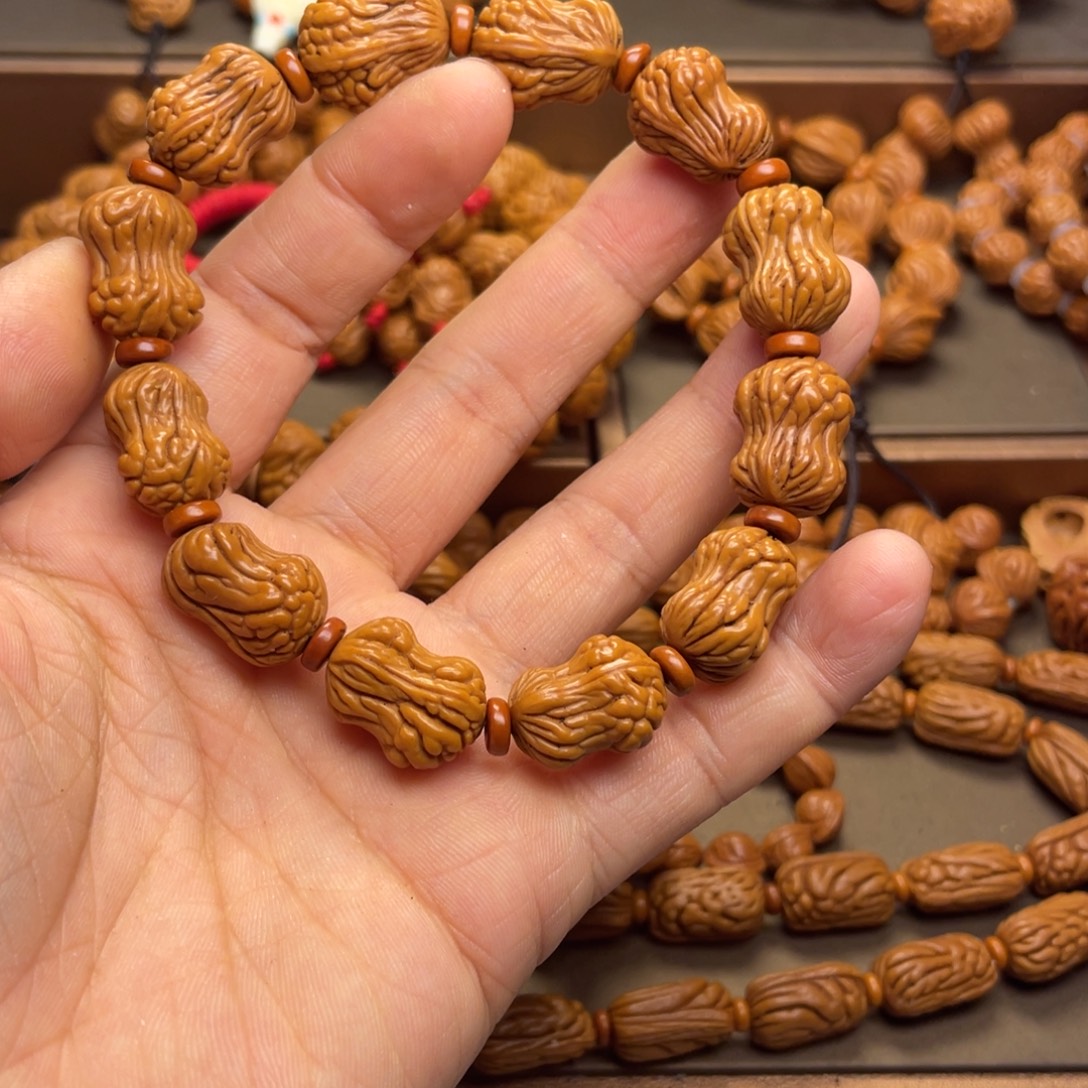 品***男桃核手串龙纹桃核15