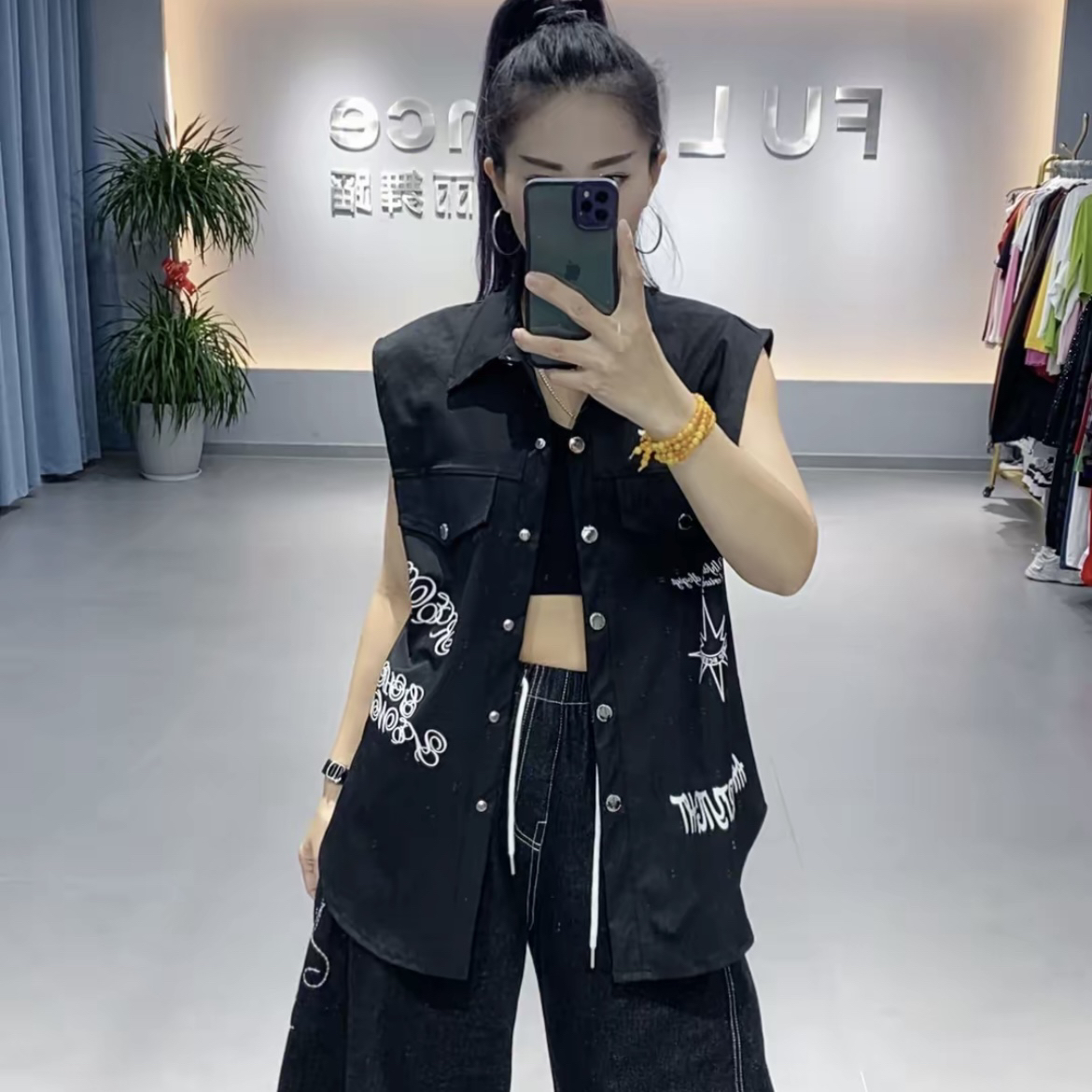 CX569#新品黑色潮流百搭帅酷时尚马甲