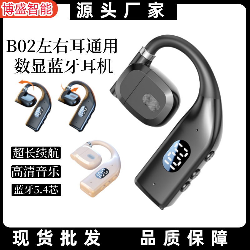 新款跨境蓝牙耳机无线超长续航单耳开放式不入耳旋转OWS挂耳跑步