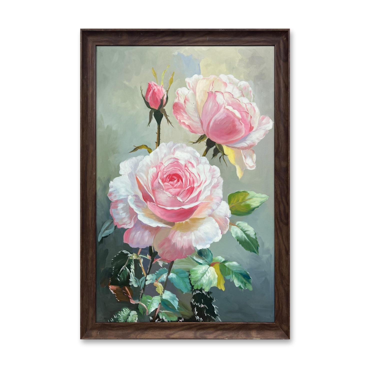 《阳光下的山茶花》系列二60cm*90cm手绘油画客厅玄关挂画