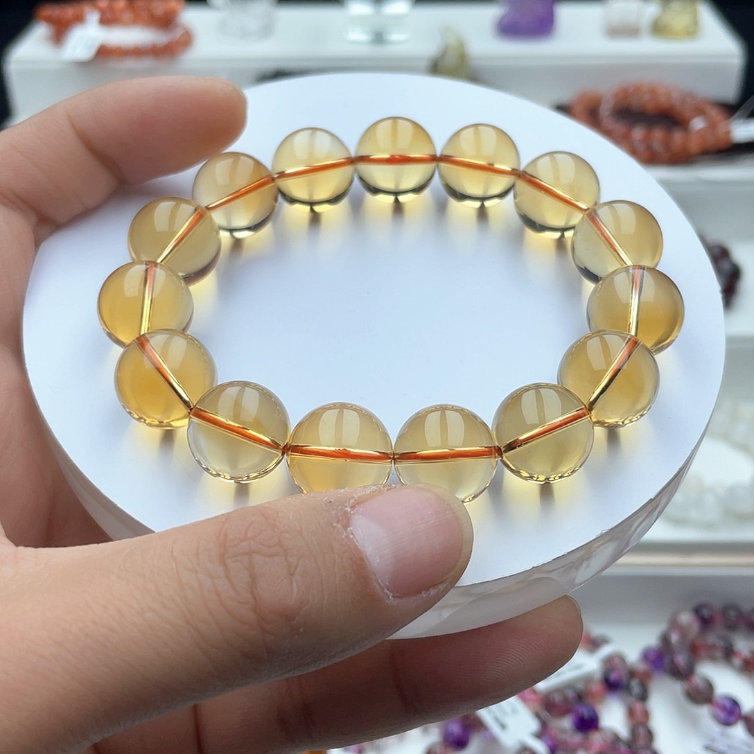 水晶手链未镶嵌巴西黄水晶15.3mm（北京白云观已开）