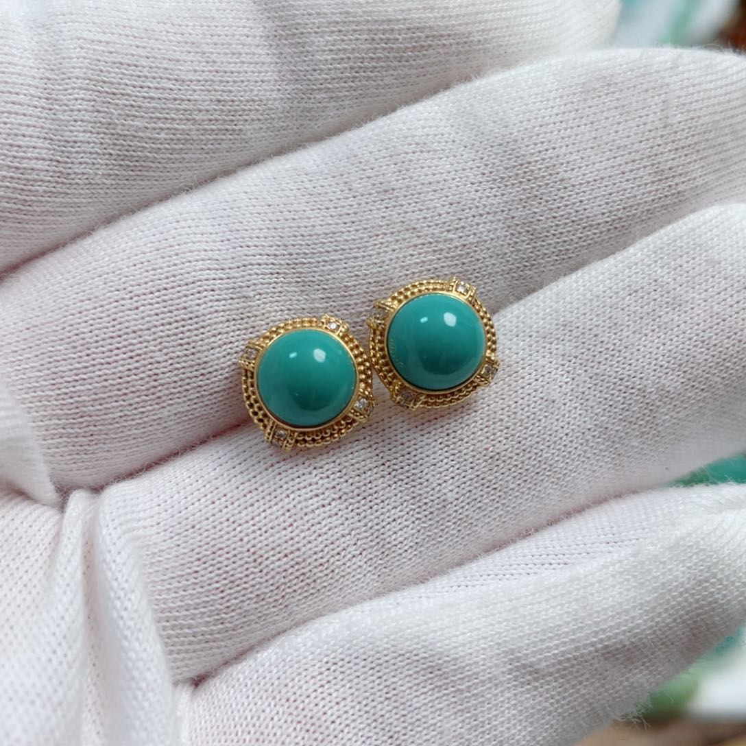 绿松石珠宝奇石18K金镶嵌