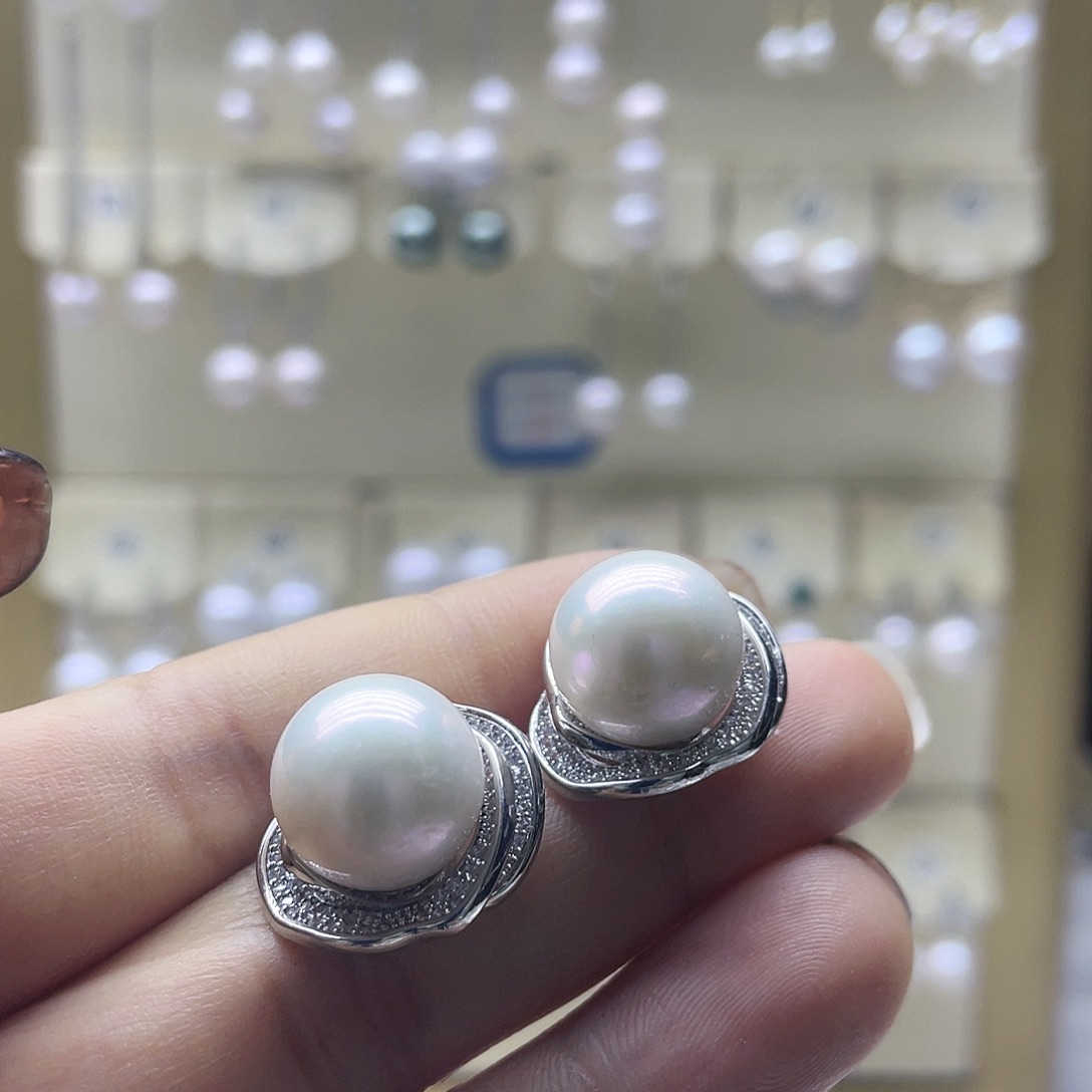 淡水珍珠耳饰银S925镶嵌