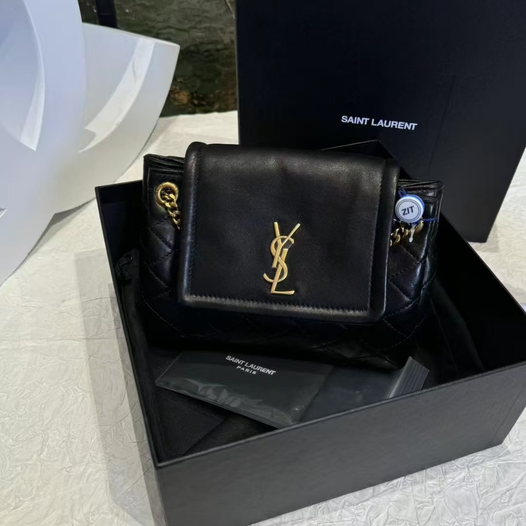 99新 YSL/圣罗兰 YSL 黑色洛丽塔斜挎包 25020070-02
