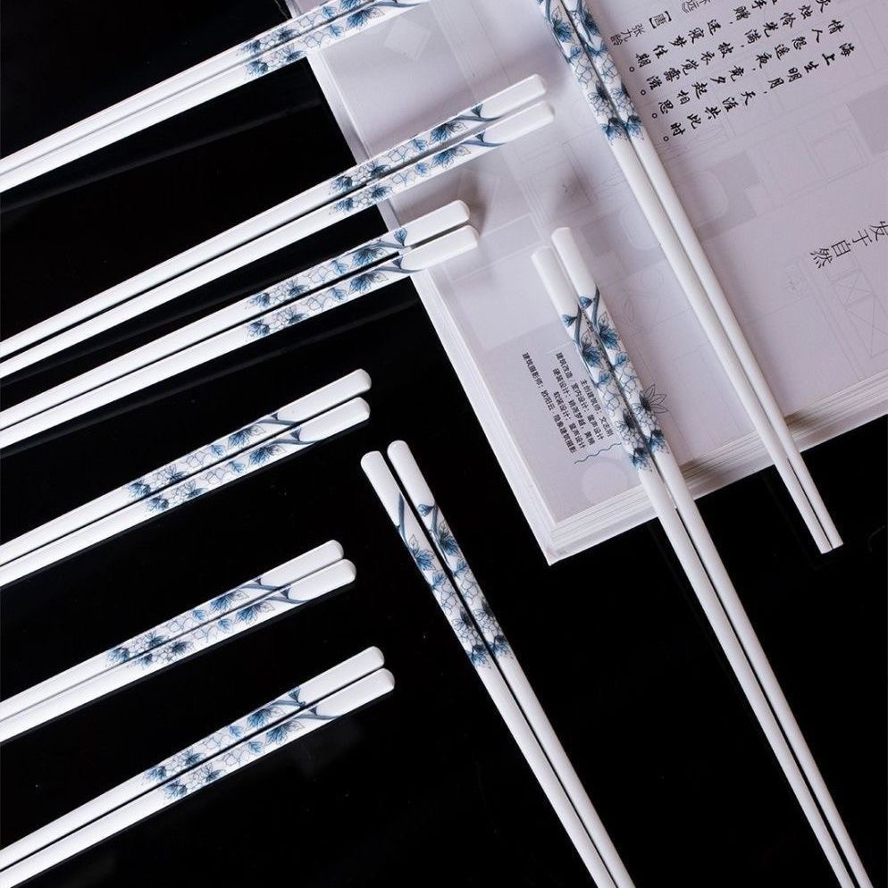 景德镇青花陶瓷骨瓷筷子家用防滑防霉耐高温易清洗高档餐具