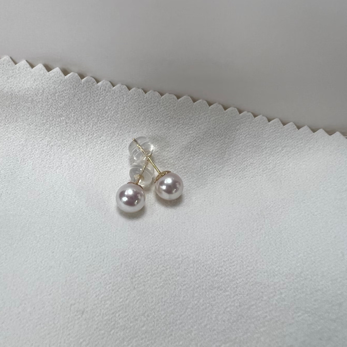 18k金海水Akoya极光天女耳钉6-7mm经典百搭 女