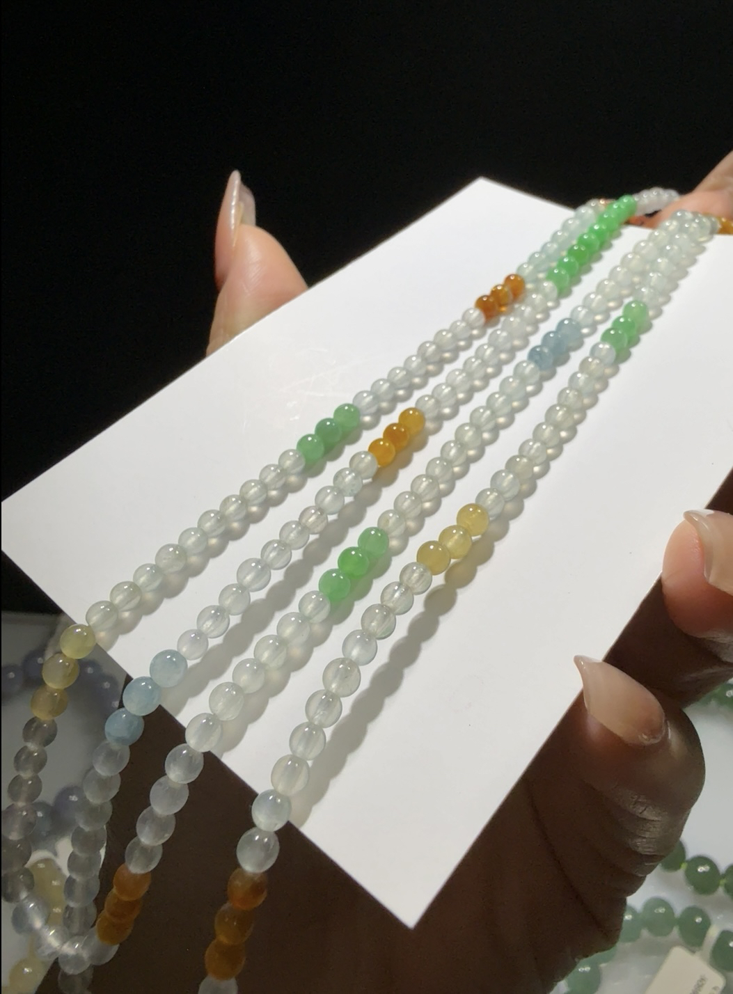 天然缅甸翡翠a货多宝小米珠长链*3+