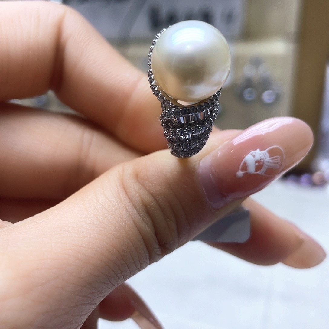 海水珍珠戒指银S925镶嵌