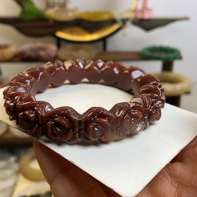 【闪购商品】石英质玉手镯未镶嵌56玫瑰花