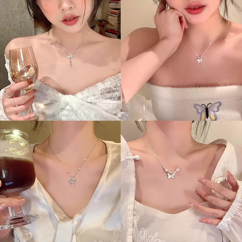 钛钢仿珍珠吊坠轻奢小众高级感项链女ins潮时尚百搭气质钛钢锁骨