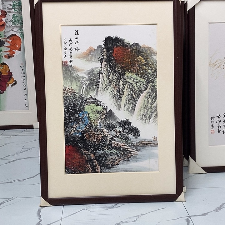 国画手绘作品带框发货