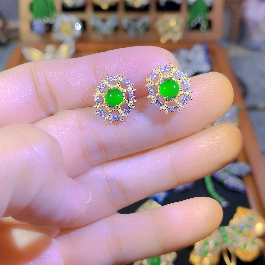 吊坠(不含链)银S925镶嵌翡翠