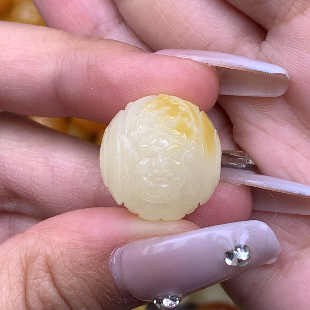 琥珀未镶嵌珠宝奇石17.6 全品 黄财神珠
