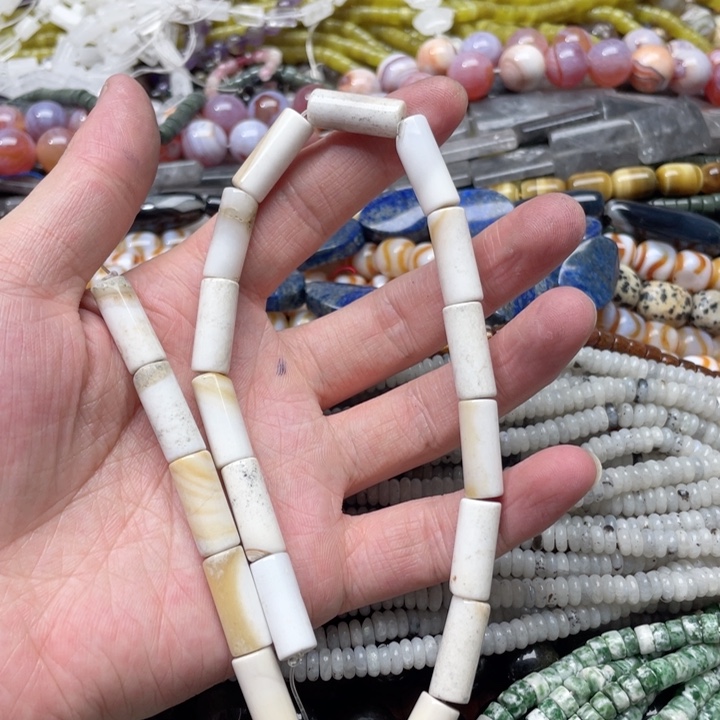 玛瑙/玉髓合金珠宝半成品一条8x20m白玛瑙