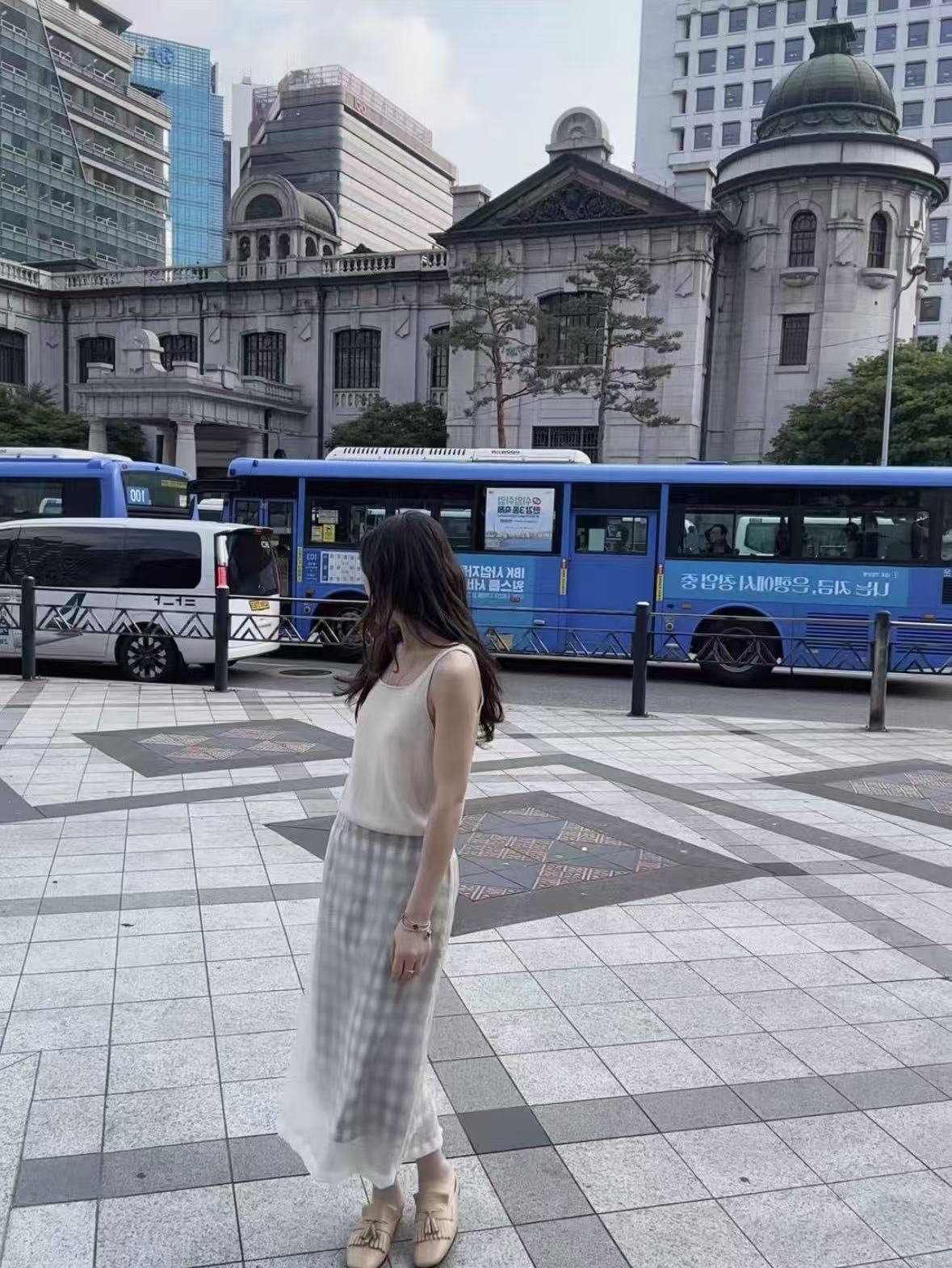 （懂你韩装）浅黄色网纱长裙NO退