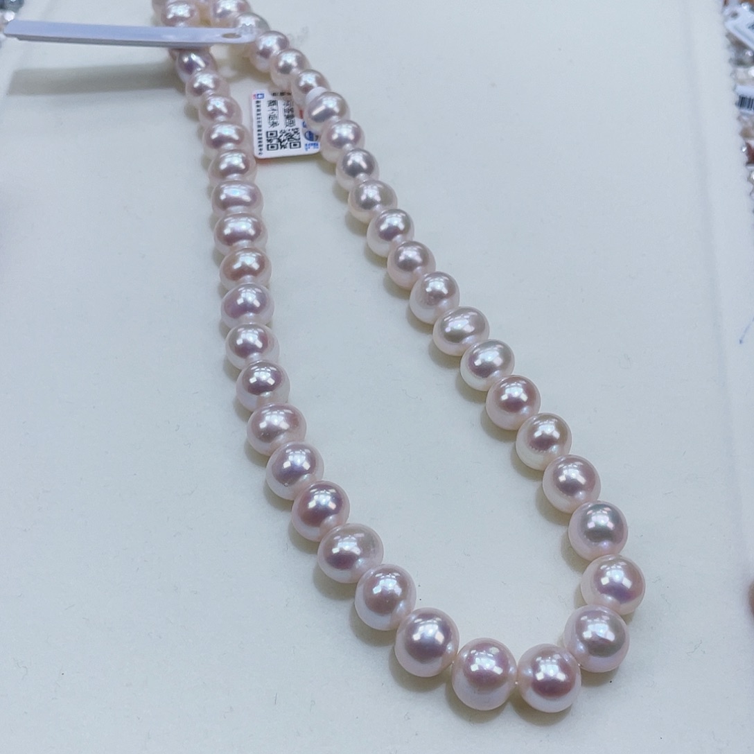 淡水珍珠颈饰银S925镶嵌10/11爆亮天女粉炫彩无核干净