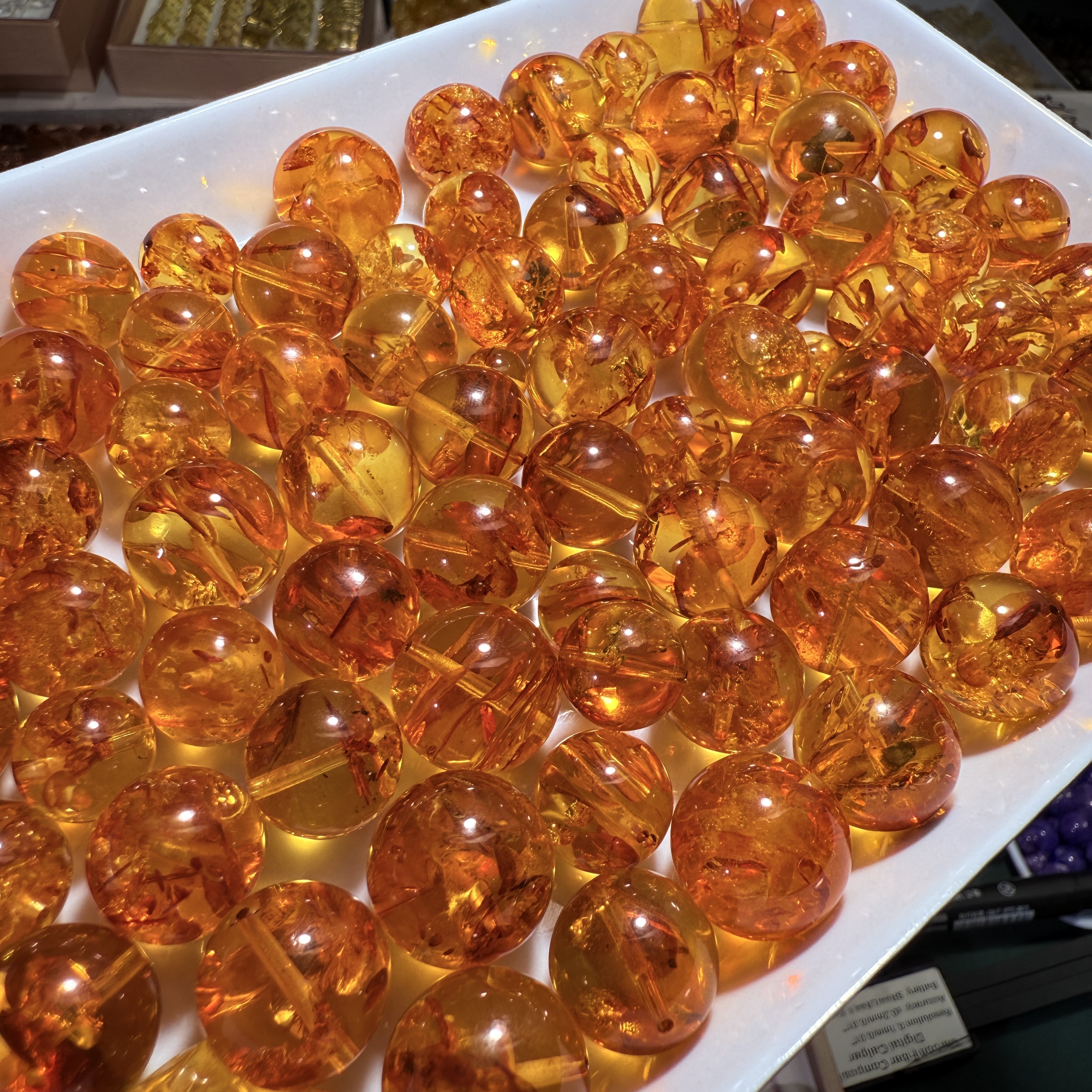 特级花珀琥珀单珠