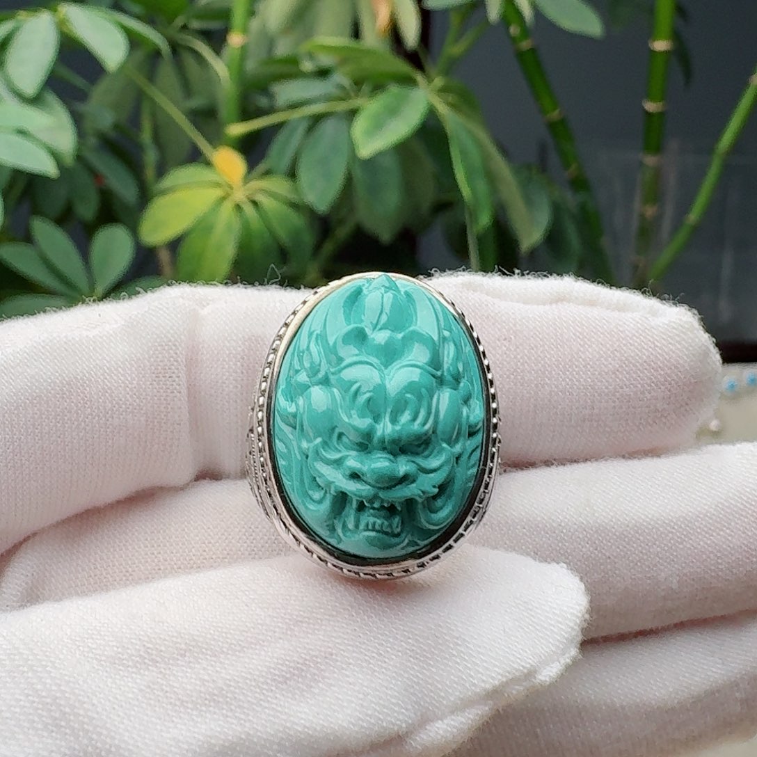 绿松石银S925镶嵌戒指戒指