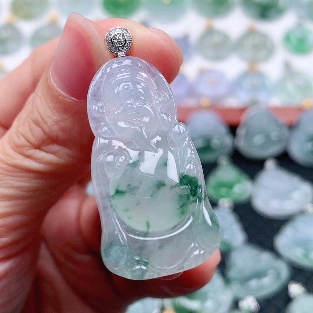 翡翠吊坠(不含链)18K金镶嵌