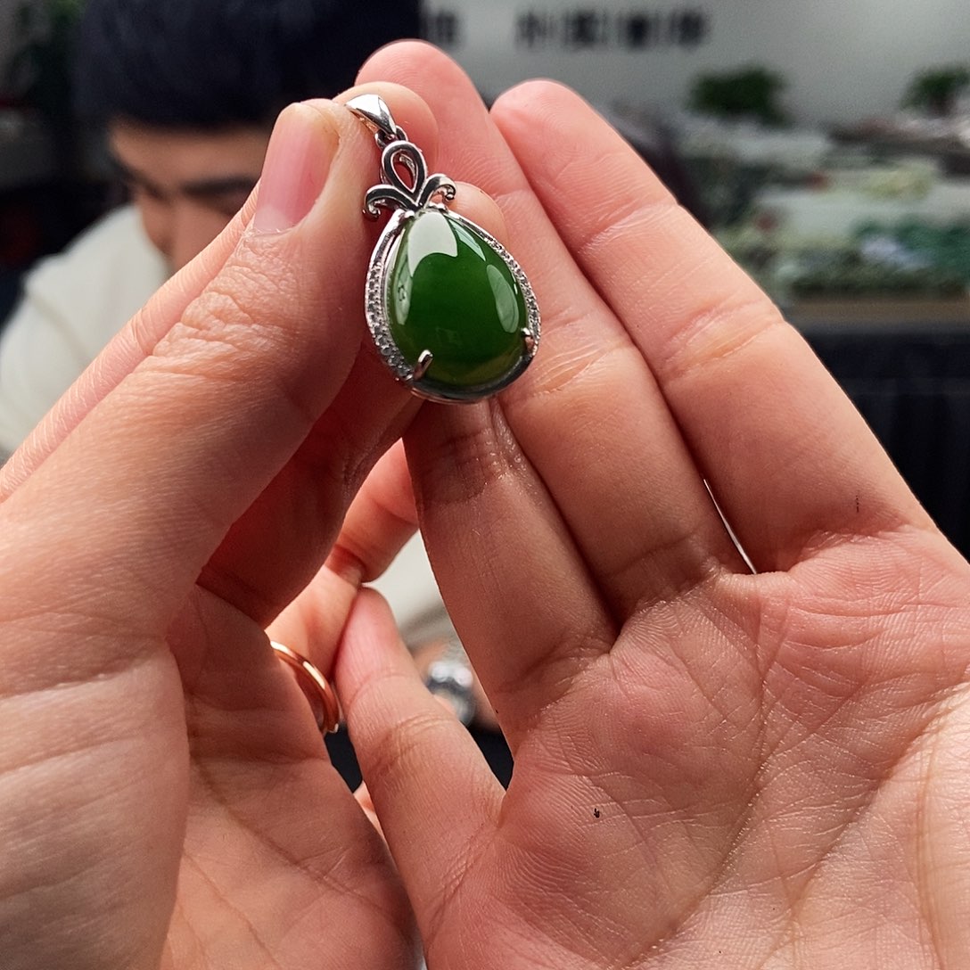 和田玉银S925镶嵌颈饰颜色多样性发拍一发一