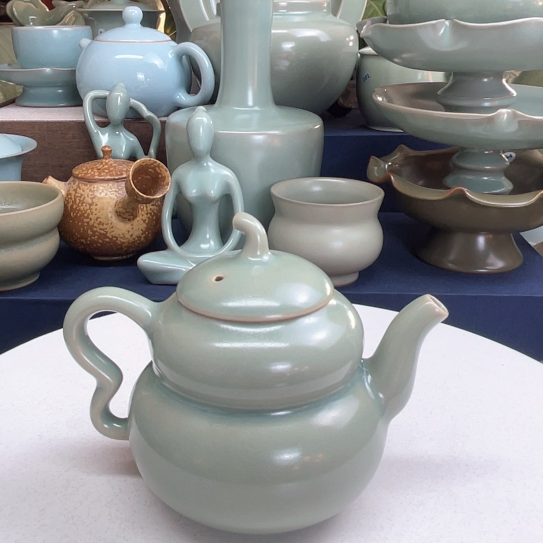 汝州汝瓷葫芦壶全手工