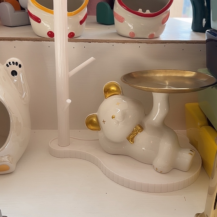 软陶钥匙挂件托盘熊
