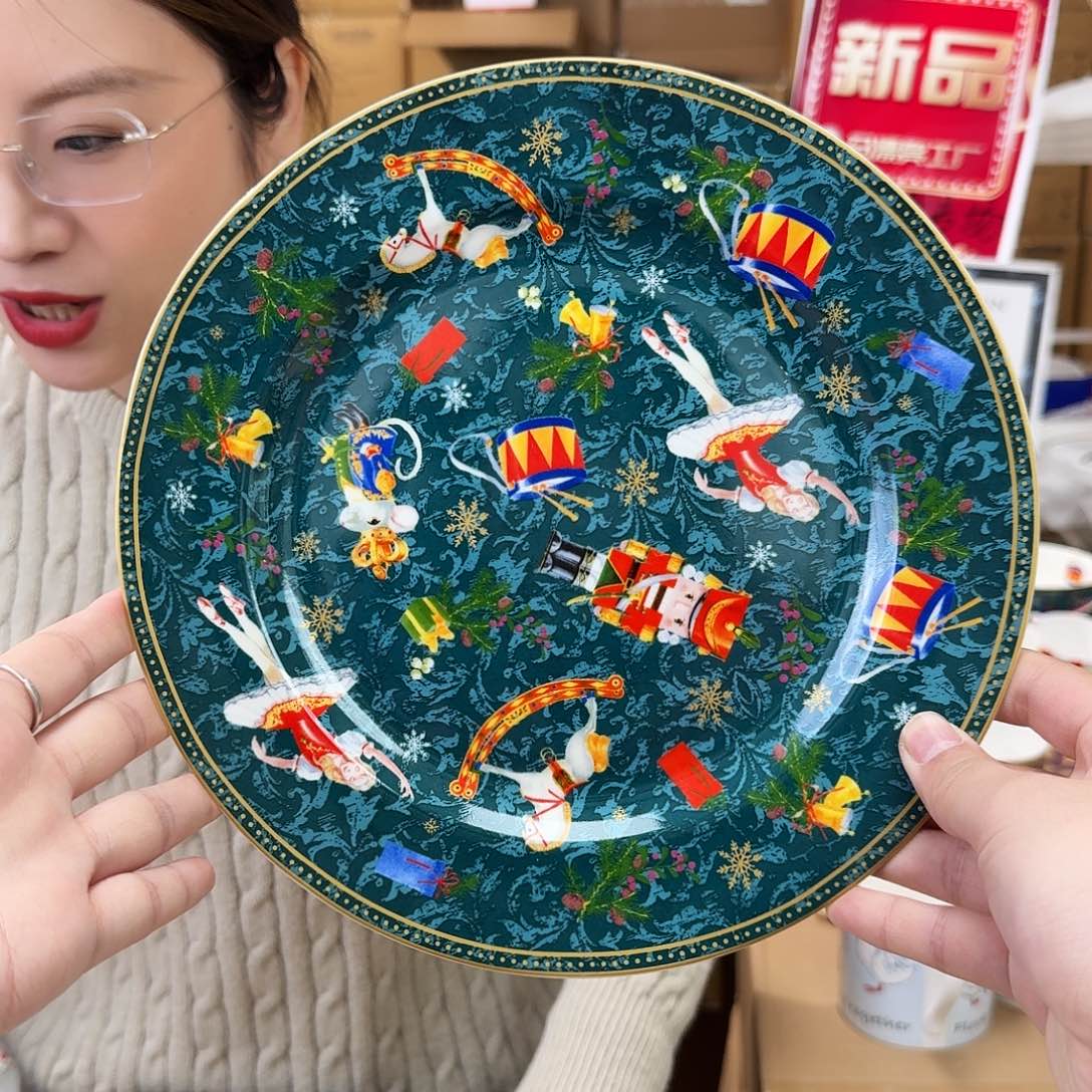 骨瓷骨瓷10英寸25cm大盘一只外贸骨瓷