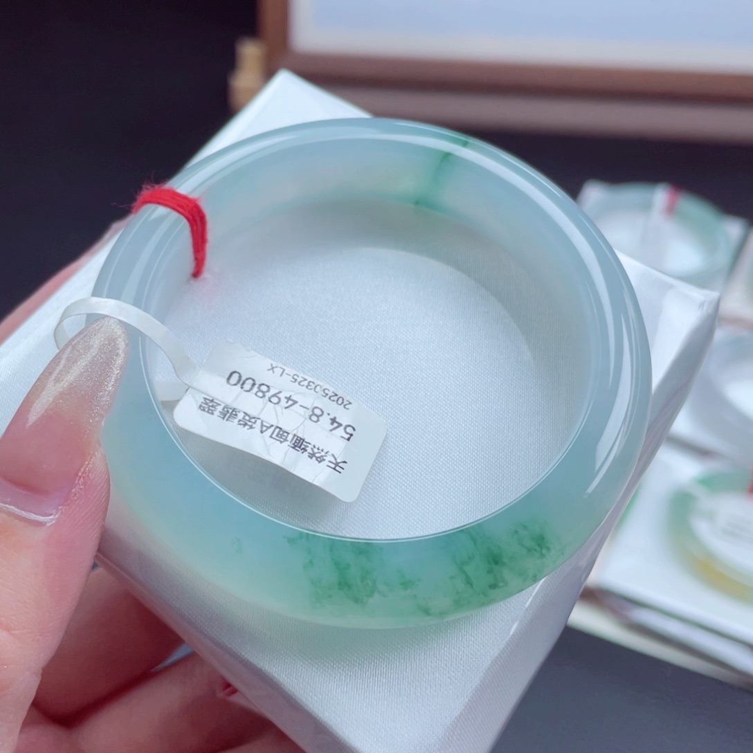 翡翠手镯未镶嵌55.1诗画般朦胧意境 零毛孔零包容 11号