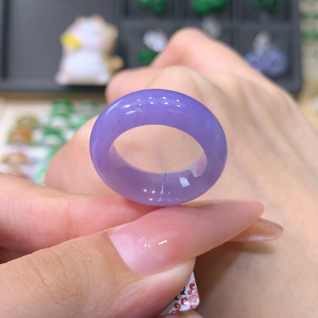 未镶嵌戒指翡翠13-14满紫