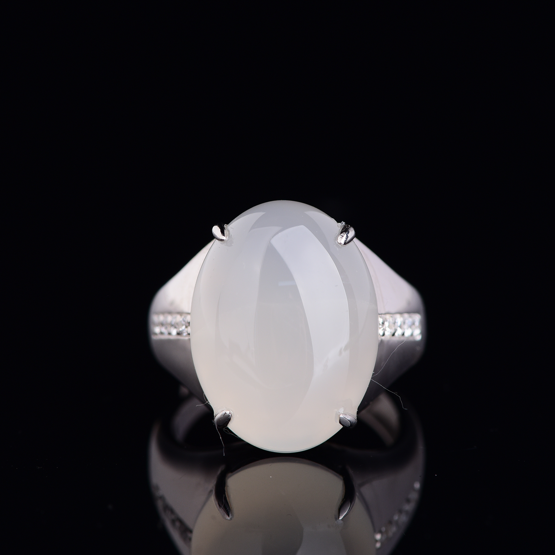 白一字款天然玛瑙男戒s925银镶嵌