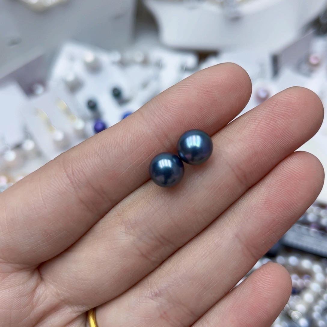 淡水珍珠耳饰银S925镶嵌