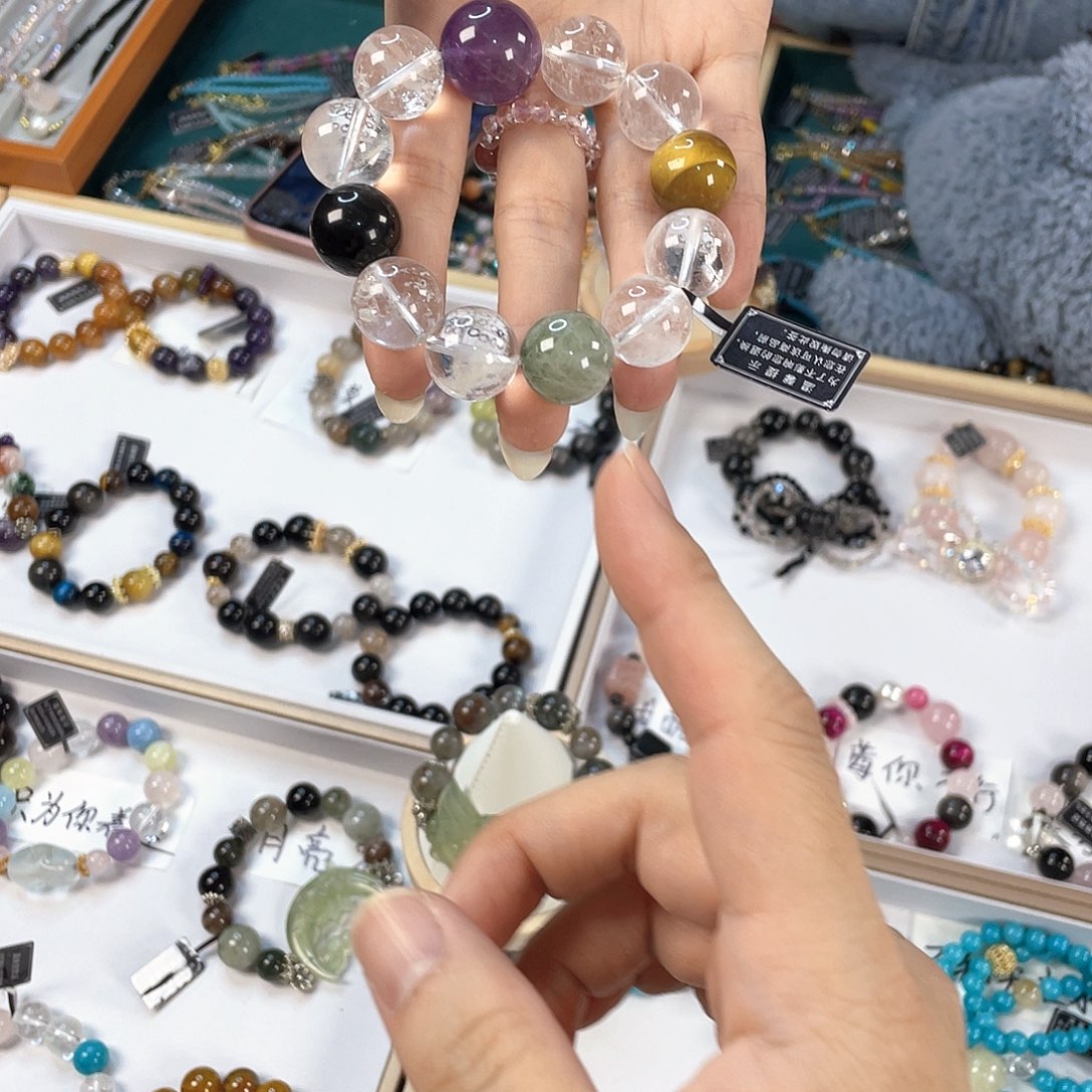 水晶手链银S925镀金镶嵌