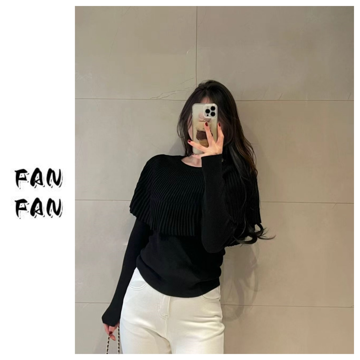 FANFAN 【斗篷伞型】长袖针织衫