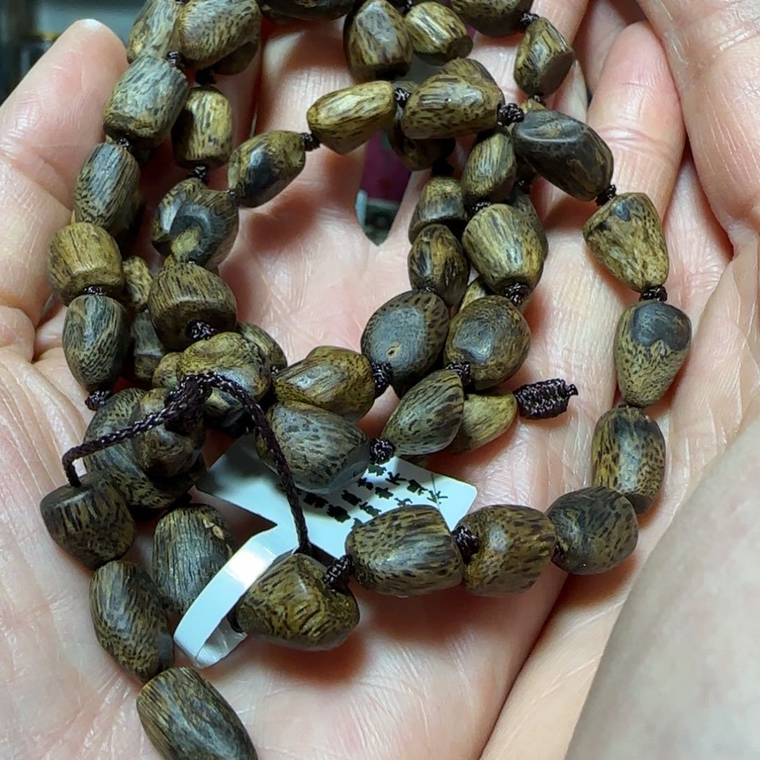 沉香手串风**山绿奇楠沉香树丁随型多圈手串21克+多样性