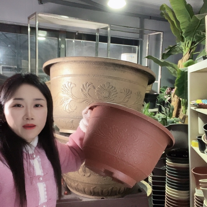 砖红色40花盆2个有孔